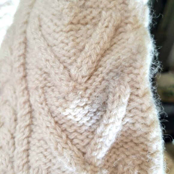 Gaeltarra IRELAND Hand Crafted Ivory Chunky Pullover FISHERMAN WOOL Sweater smal - Picture 4 of 6